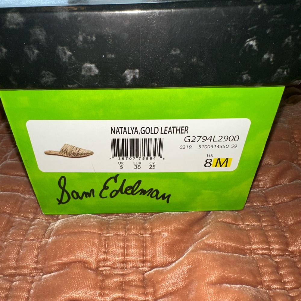 Sam Edelman Gold Woven Women's Mules - Picture 3 of 7